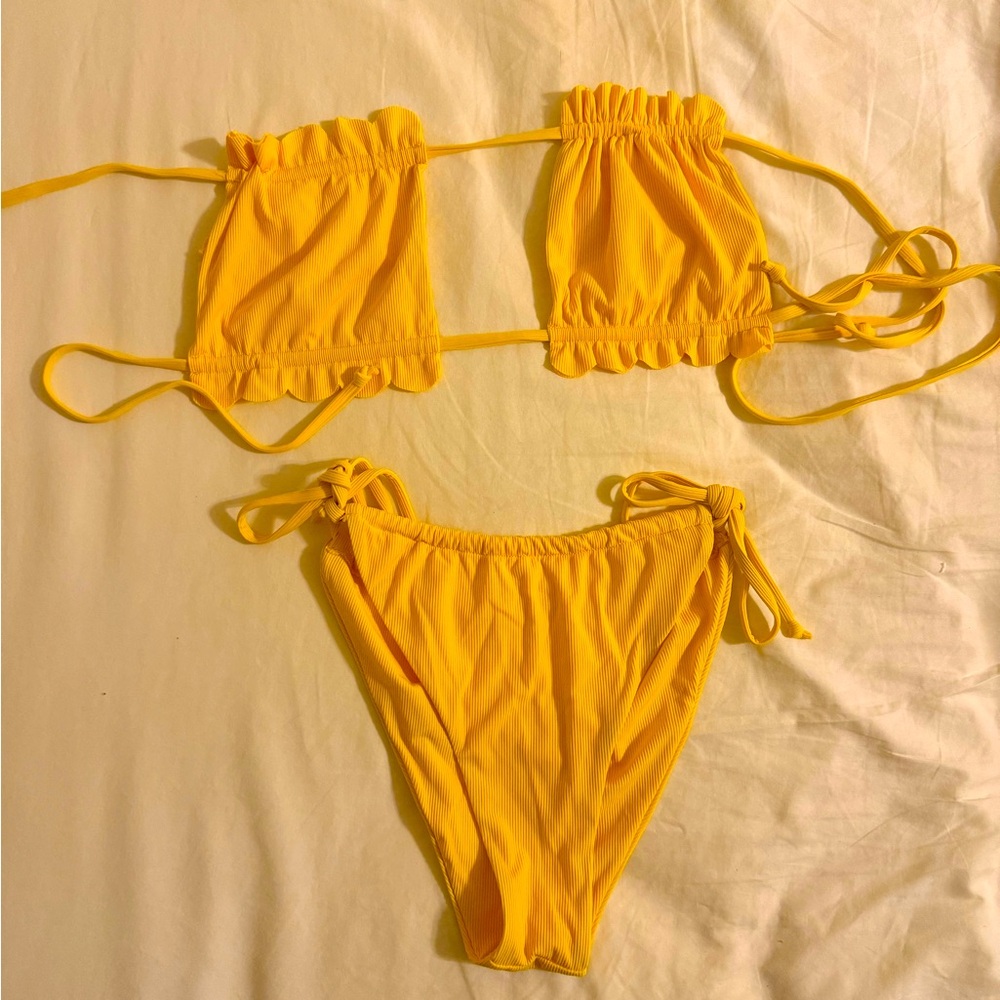 High waisted yellow bikini